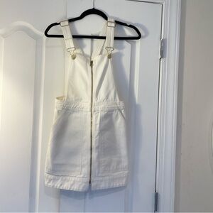Stradivarius White Denim Overall Dress